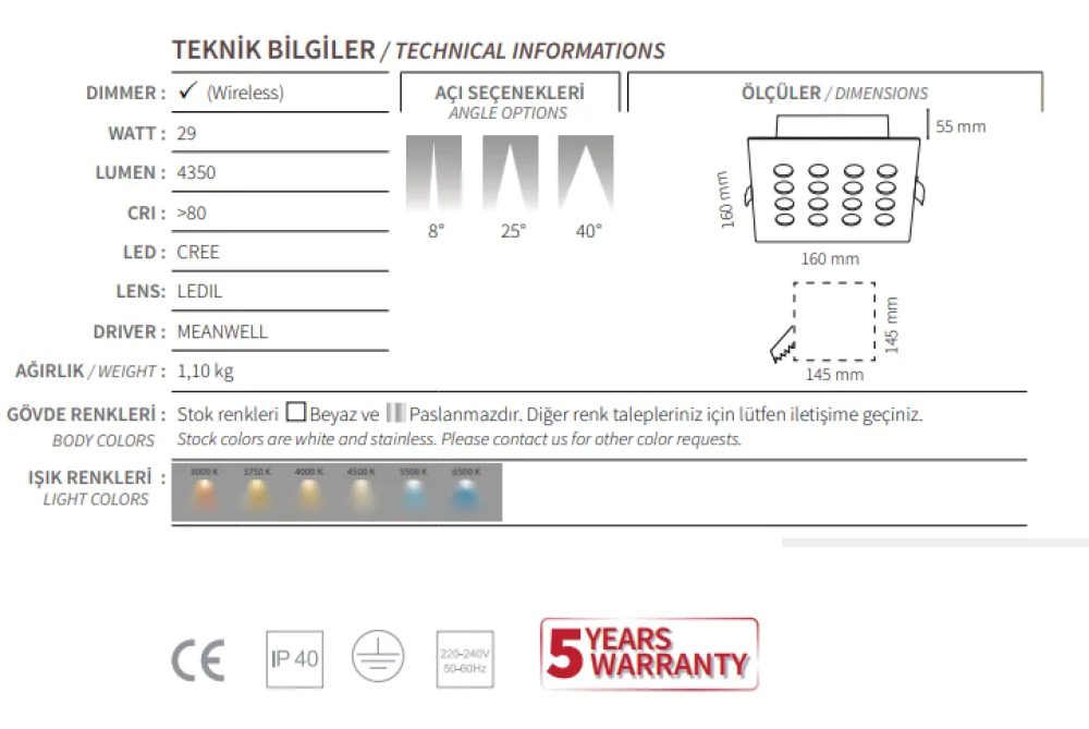 وحدة إضاءة عرض مجوهرات بقوة 29 واط