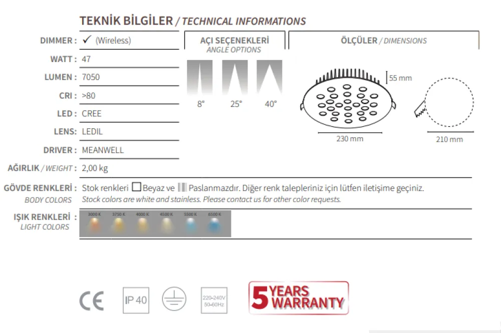 وحدة إضاءة دائرية لعرض المجوهرات بقوة 47 واط