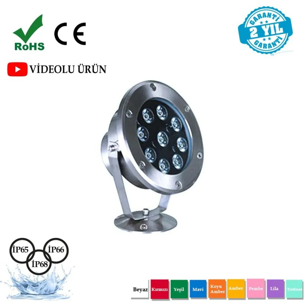 9 Watt Paslanmaz Krom Havuz Armatürü
