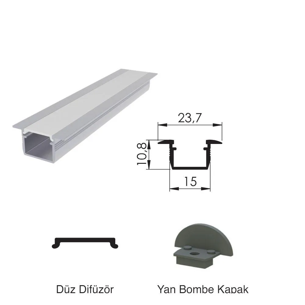 300 Cm Alüminyüm Barled (Çubuk) Boş Kasa Profili Sıva Altı
