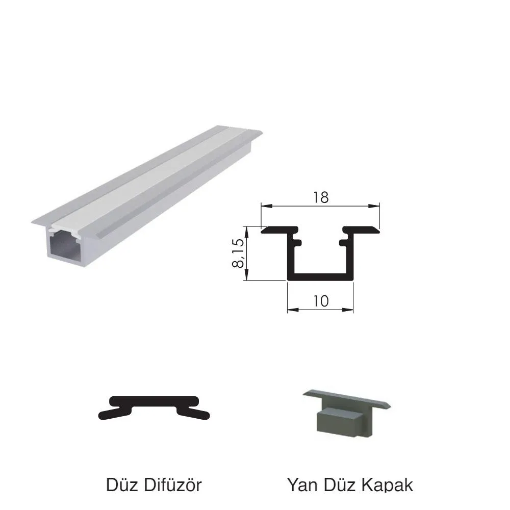 300 Cm Alüminyüm Barled (Çubuk) Boş Kasa Profili Sıva Altı