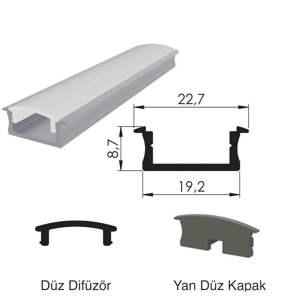300 Cm Alüminyüm Barled (Çubuk) Boş Kasa Profili Sıva Altı