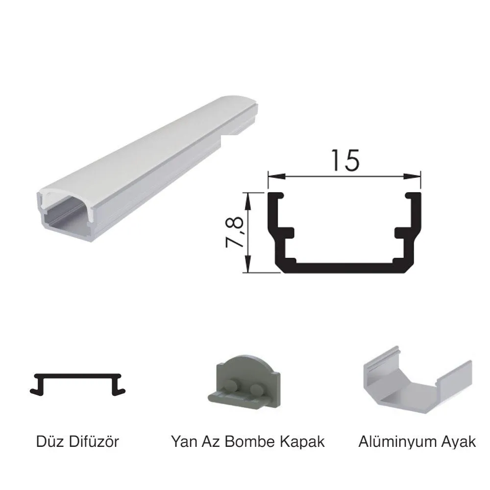 300 Cm Alüminyüm Barled (Çubuk) Boş Kasa Profili Sıva Üstü