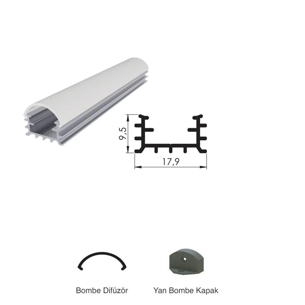 300 Cm Alüminyüm Barled (Çubuk) Boş Kasa Profili Sıva Üstü