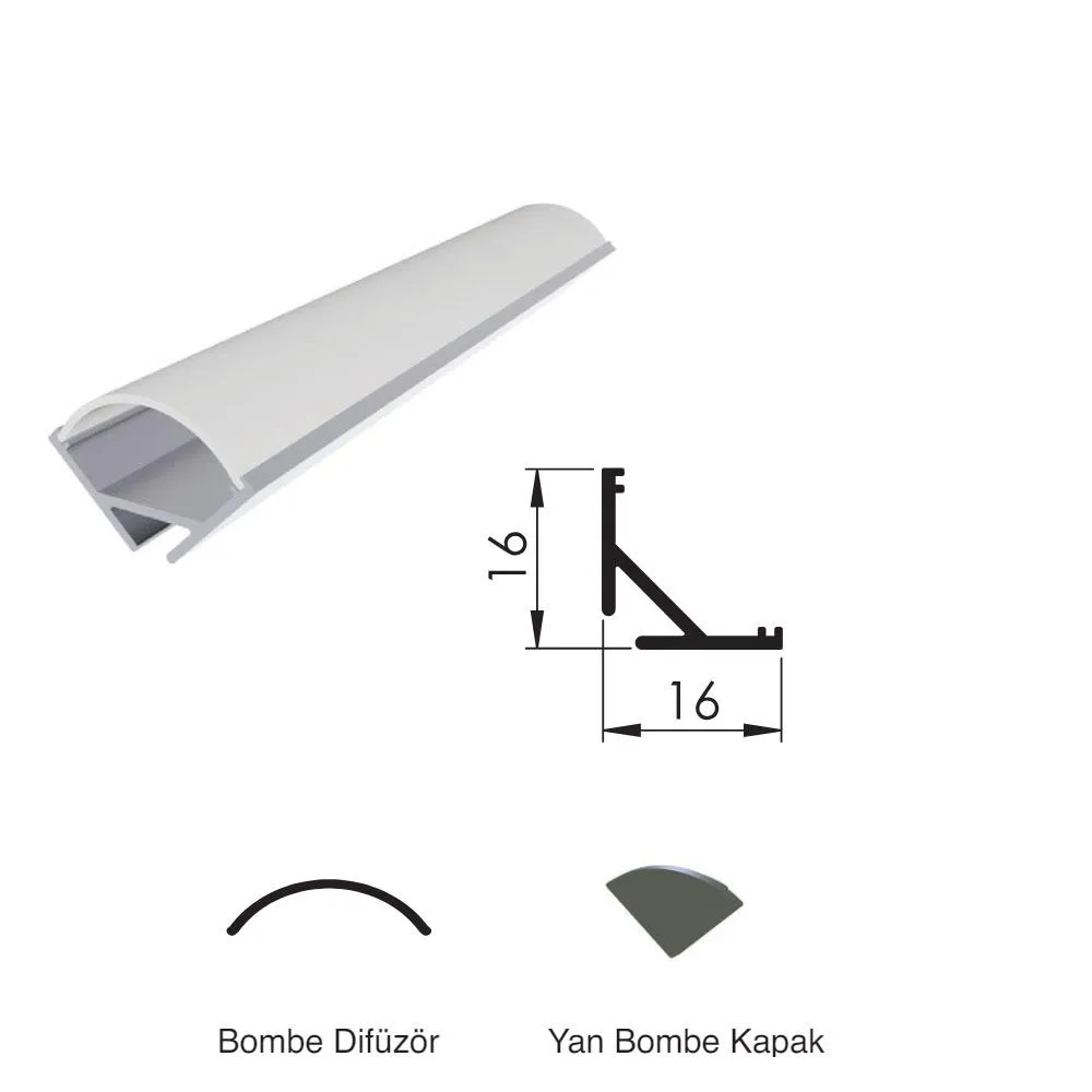 300 Cm Alüminyüm Led Boş Kasa Üçgen Köşe Profil
