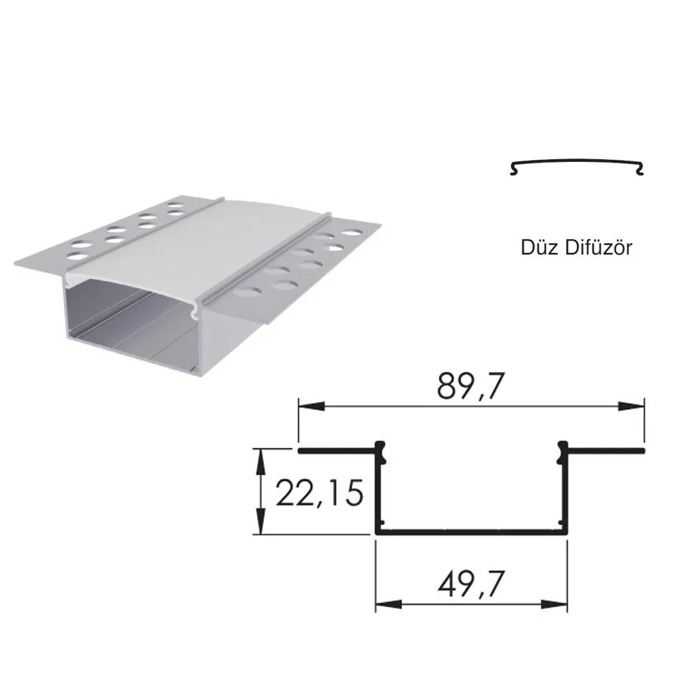 300 Cm Alüminyüm Sıva Altı Led Trimless Boş Kasa Profil
