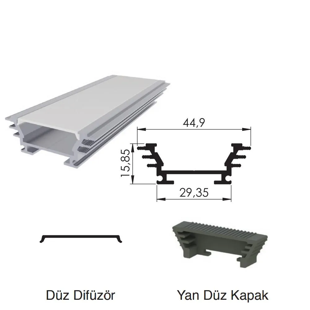 300 Cm Alüminyüm Sıva Üstü Led Linear Boş Kasa Profil