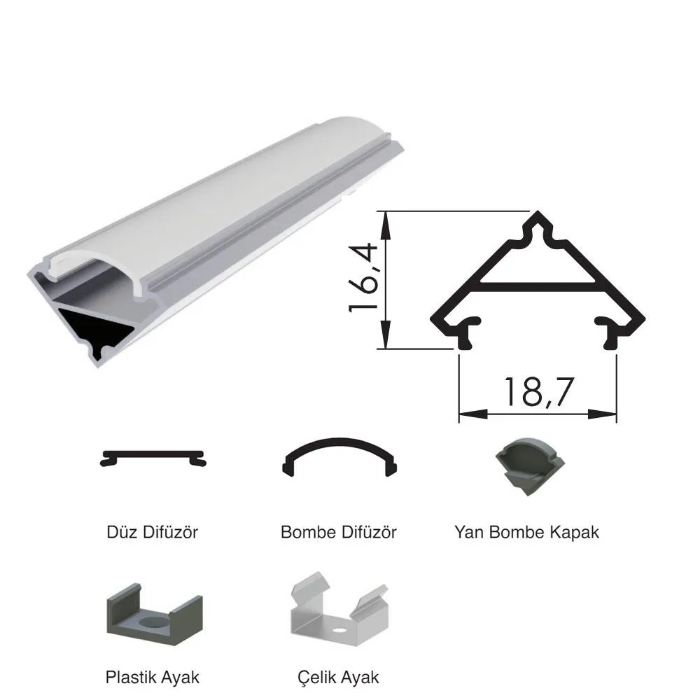 300 cm Aluminium-Dreieck-Eckprofil (leer)