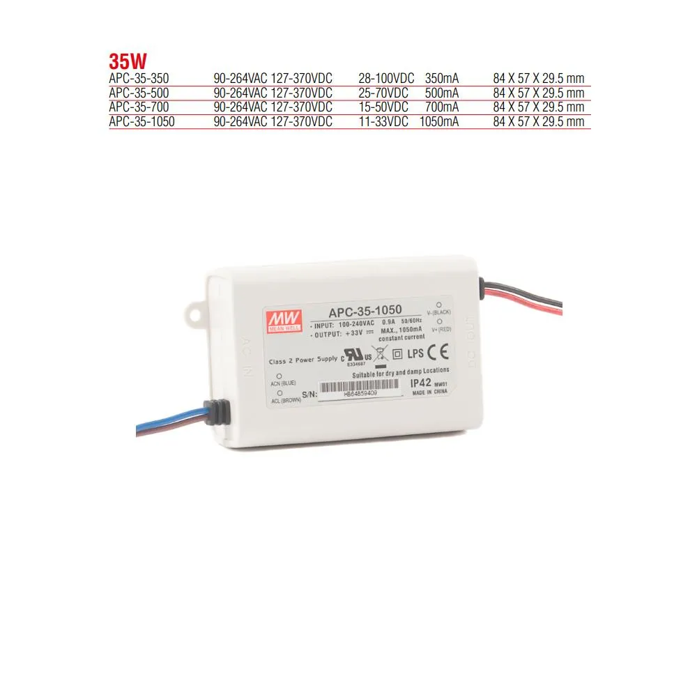 APC-35-1050 Meanwell 35W Konstantstrom-LED-Netzteil (Transformator)