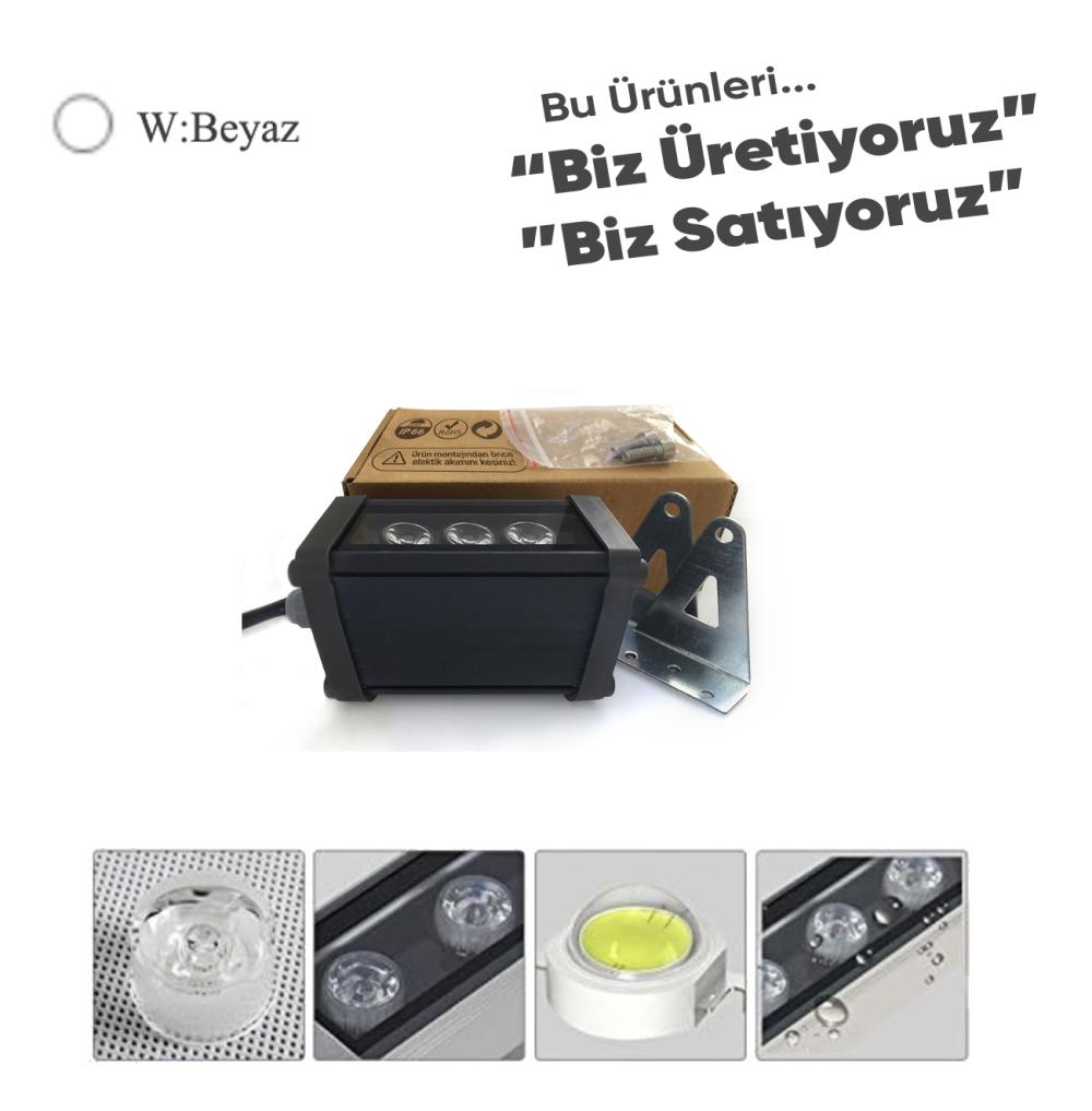 Beyaz Renk Led Wallwasher Led Duvar Boyama Antrasit Kumlama Kasa