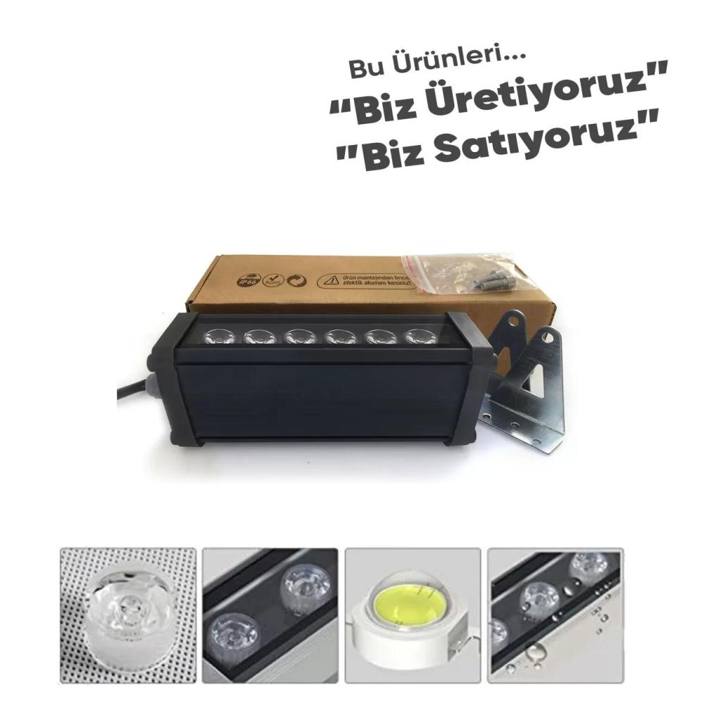 Beyaz Renk Led Wallwasher Led Duvar Boyama Antrasit Kumlama Kasa