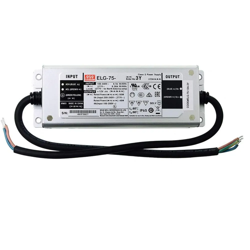 ELG-75-12A Meanwell 75 Watt IP67 PFC-Funktion Metallgehäuse Netzteil
