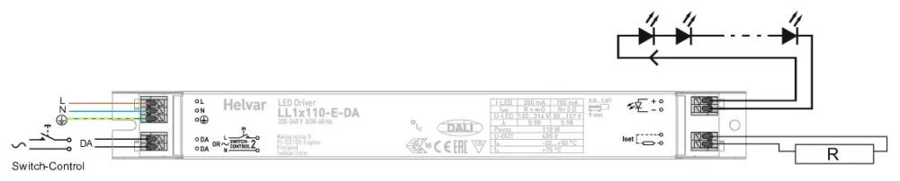 Helvar LL1x-110-E-DA 110w 350-700Ma Ayarlı Sabit Akım Dali Led Sürücü
