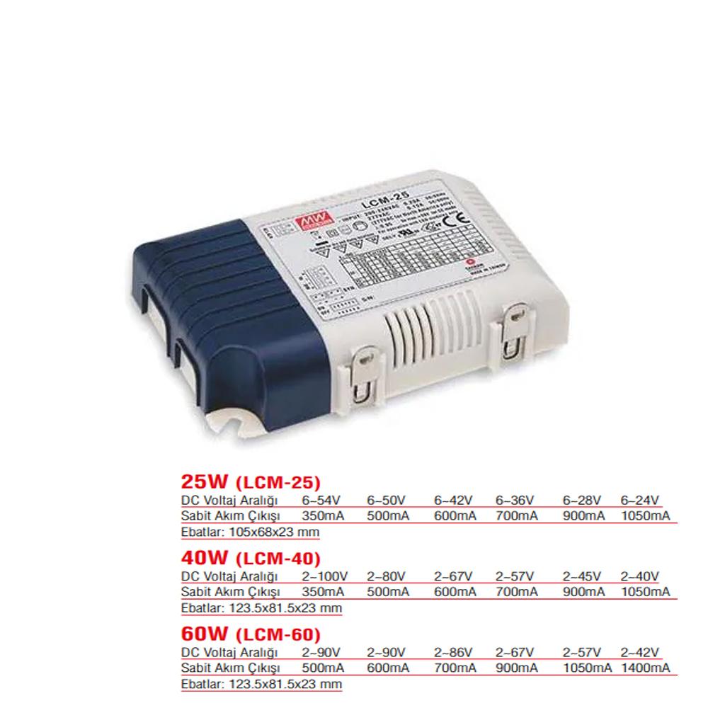 LCM-25 Meanwell Pwm İle Dimlenebilir Ve Çıkışı Seçilebilir Güç Kaynağı