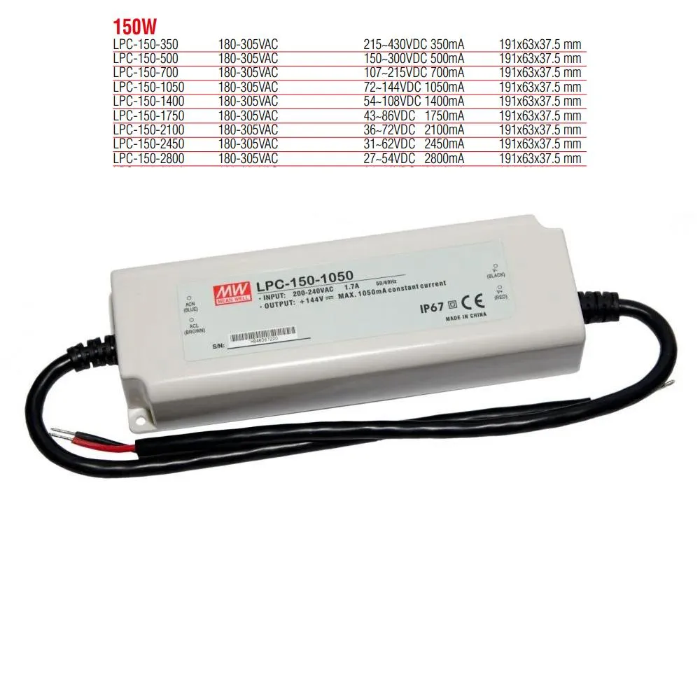LPC-150-1050 Meanwell 150W Konstantstrom-LED-Netzteil (Transformator)