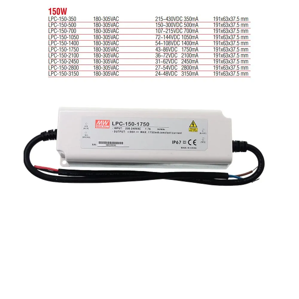 LPC-150-1750 Meanwell 150W Sabit Akım Led Güç Kaynağı (Trafosu)