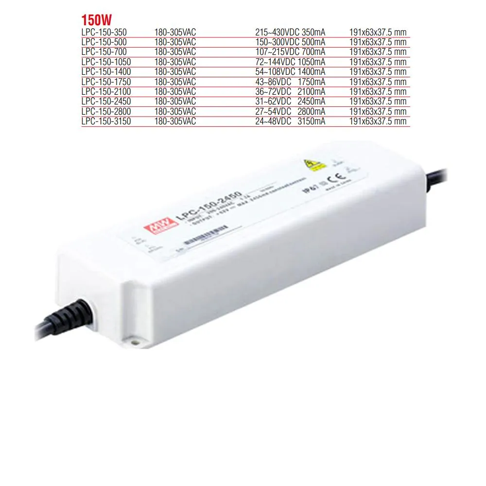 LPC-150-2450 Meanwell 150W Sabit Akım Led Güç Kaynağı (Trafosu)