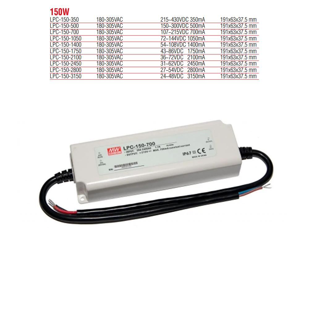 LPC-150-700 Meanwell 150W Sabit Akım Led Güç Kaynağı (Trafosu)