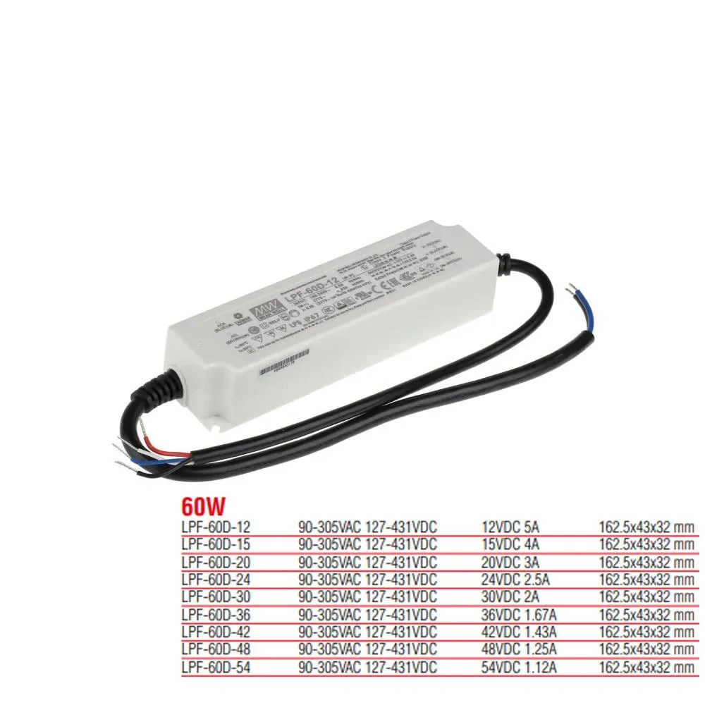 LPF-60D-12 Meanwell 60W Dim Edilebilir Led Güç Kaynağı (Trafosu)