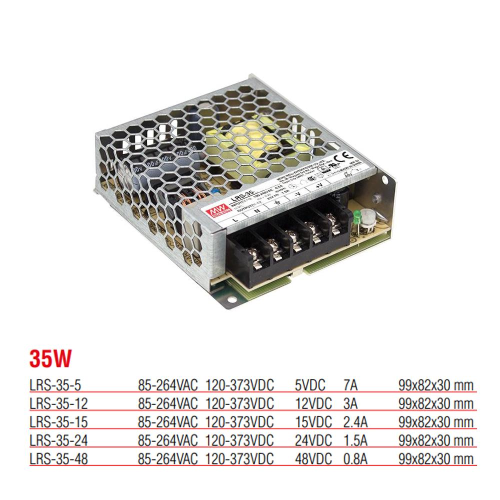 LRS-35-48 Yüksek Verimli Kapalı Tip 35 Watt 48 Vdc 0.8 Amper Güç Kaynağı