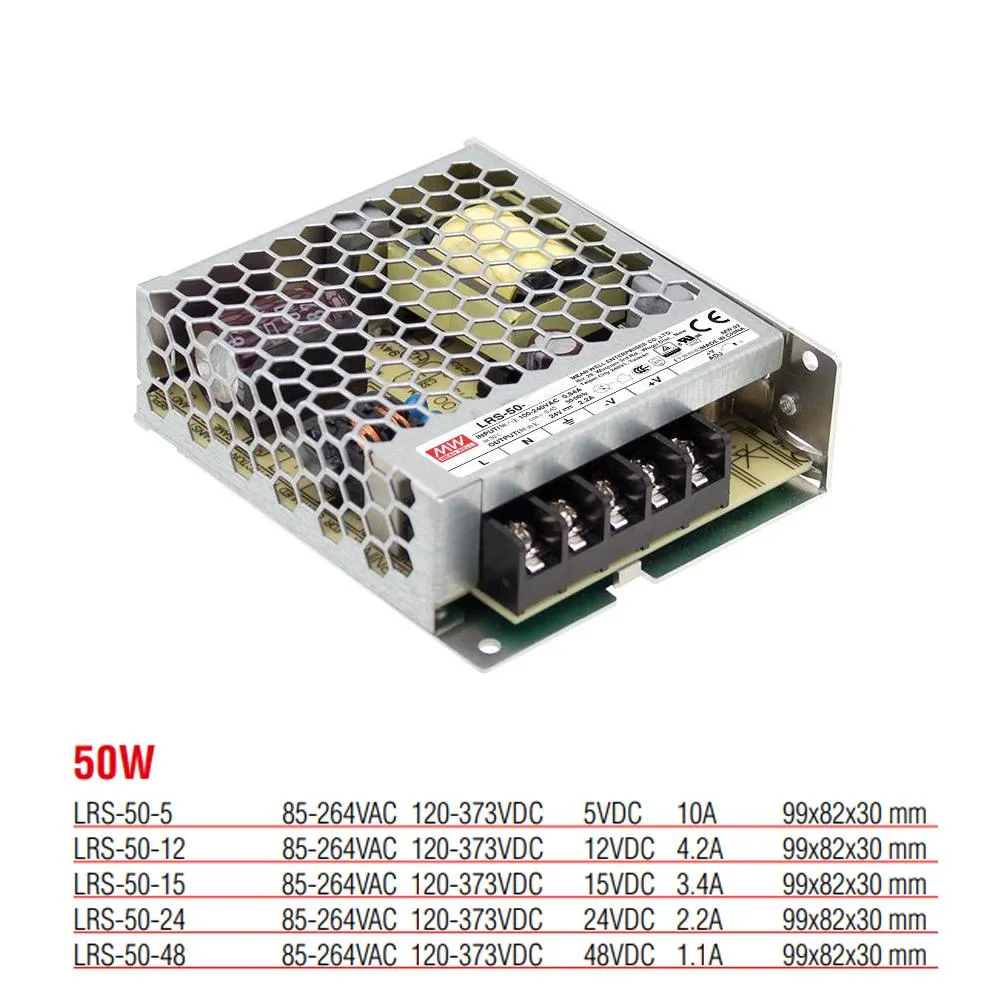 LRS-50-24 Yüksek Verimli Kapalı Tip 50 Watt 24 Vdc 2.2 Amper Güç Kaynağı