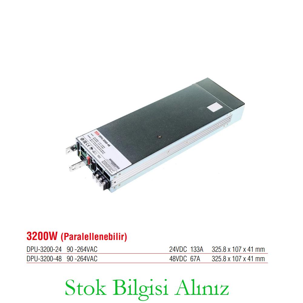 Meanwell DPU-3200-48 Yüksek Verimli 3200 Watt Paralellenebilir 48 Vdc 67 Amper Standart Güç Kaynağı