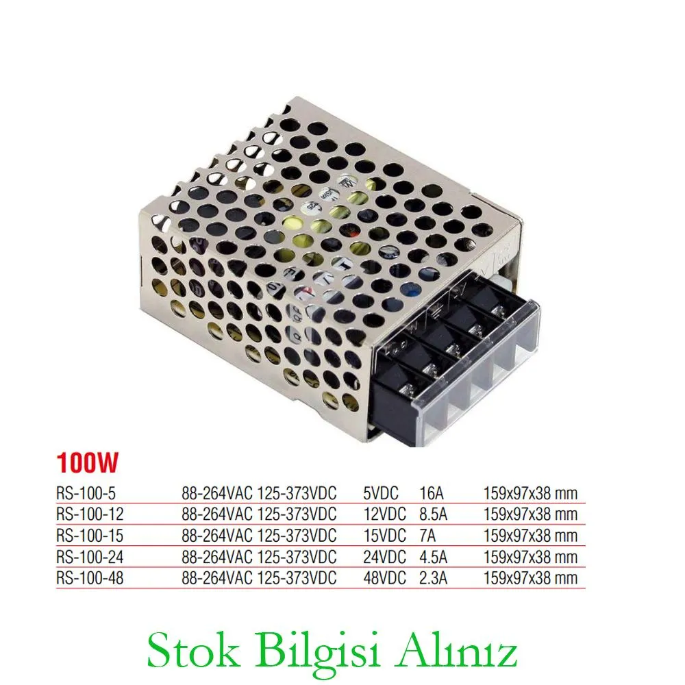 Meanwell RS-100-12 Hocheffizientes 100-Watt-12-V-Gleichstrom-8,5-A-Standardnetzteil