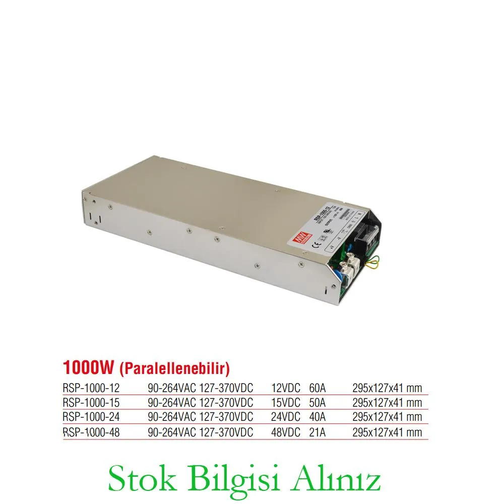 Meanwell RSP-1000-12 Hocheffizientes 1000-Watt-Parallelnetzteil, 12 V DC, 60 A Standard-Netzteil