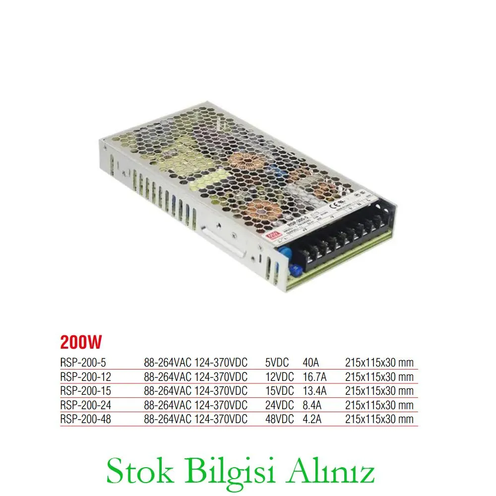 Meanwell RSP-200-5 Hocheffizientes 200-Watt-5-VDC-40-Ampere-Standardnetzteil