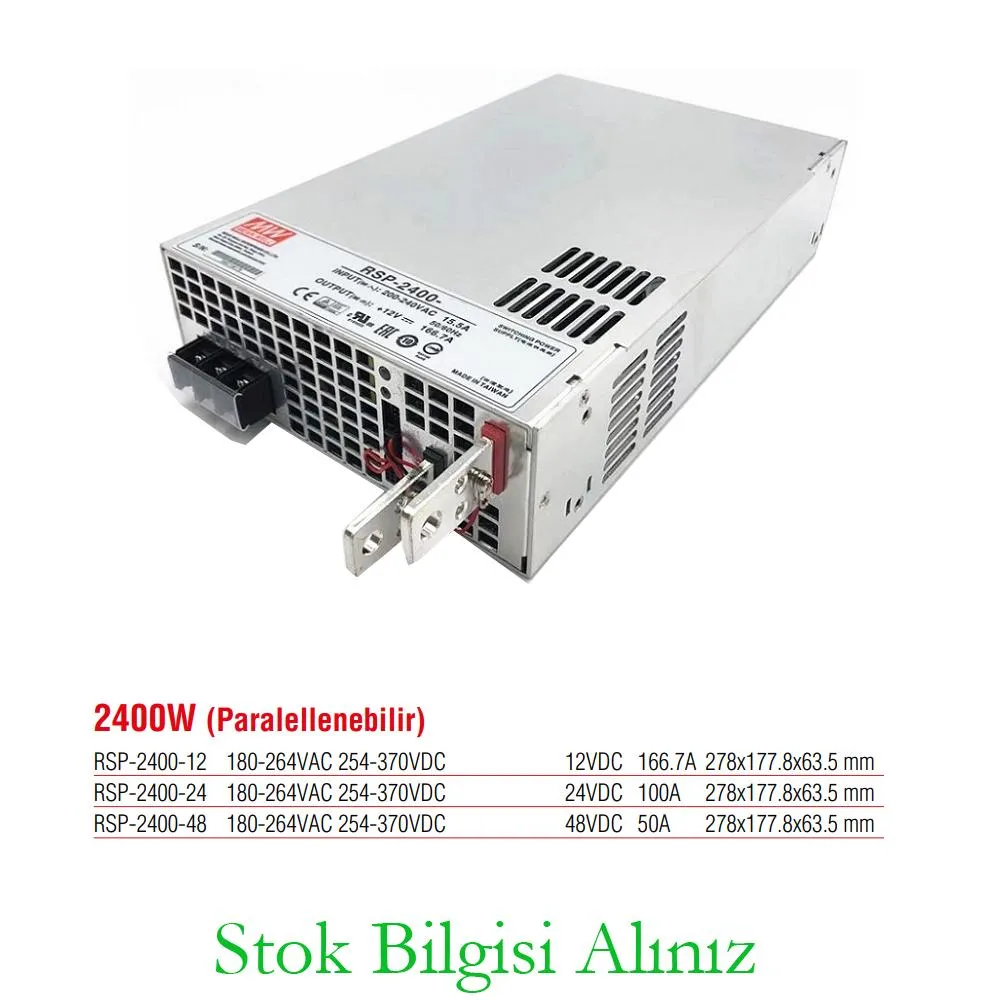 Meanwell RSP-2400-48 High Efficiency 2400 Watt Parallel Connectable 48 Vdc 50 Amp Standard Power Supply