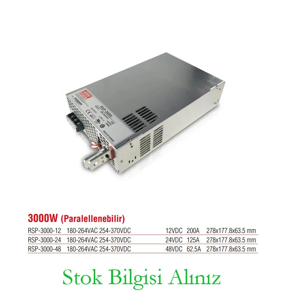 Meanwell RSP-3000-12 Hocheffizientes 3000-Watt-Parallelnetzteil, 12 V DC, 200 Ampere Standardstromversorgung