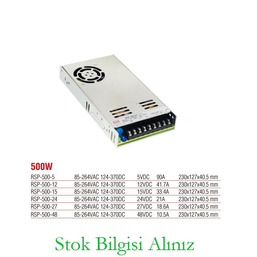 Meanwell RSP-500-15 Hocheffizientes 500-Watt-Standardnetzteil (15 V DC, 33,4 Ampere)