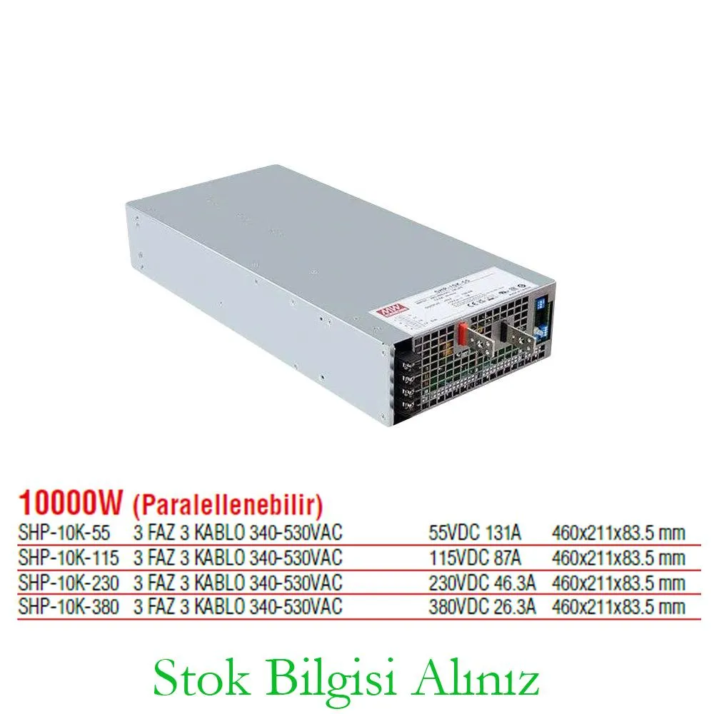 Meanwell SHP-10K-55 High Efficiency 10000 Watt Three-Phase Parallel Connectable 55 Vdc 131 Ampere Standard Power Supply