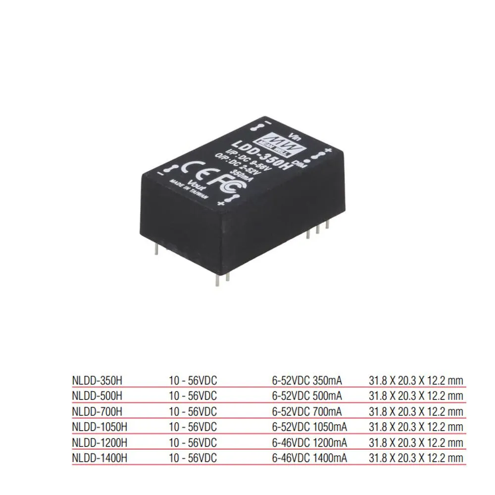 محول التيار المستمر إلى التيار المستمر NLDD-350H من Meanwell ذو جهد دخل/خرج عالي وتيار ثابت