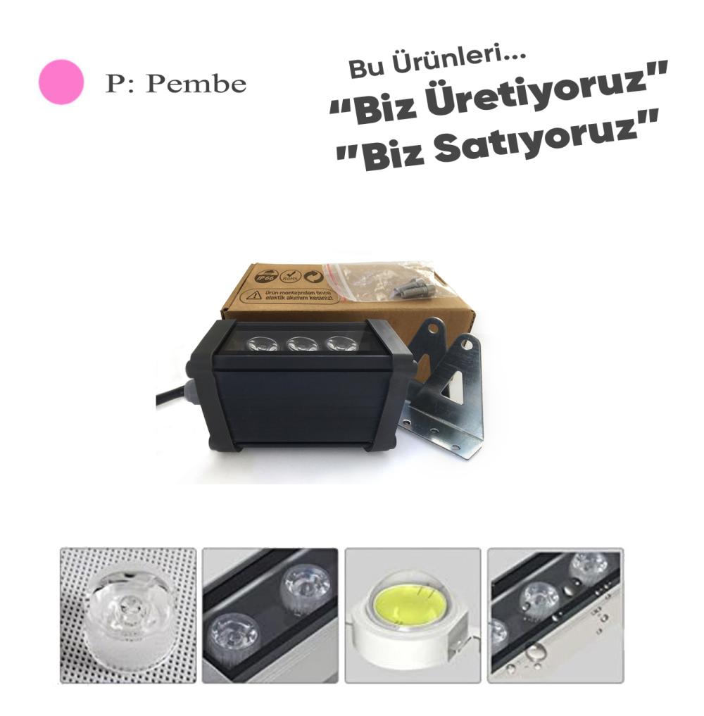 Pembe Renk Led Wallwasher Led Duvar Boyama Antrasit Kumlama Kasa