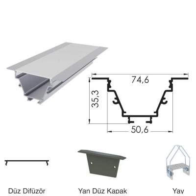 300 Cm Alüminyüm Sıva Altı Led Linear Boş Kasa Profil