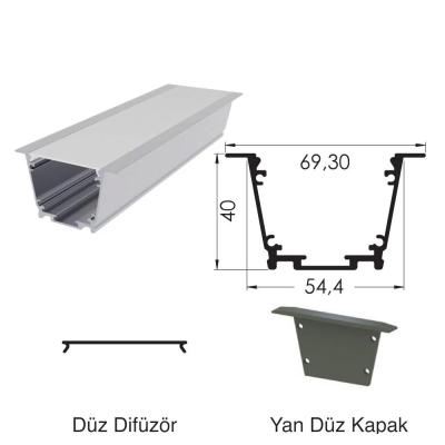 300 Cm Alüminyüm Sıva Altı Led Linear Boş Kasa Profil