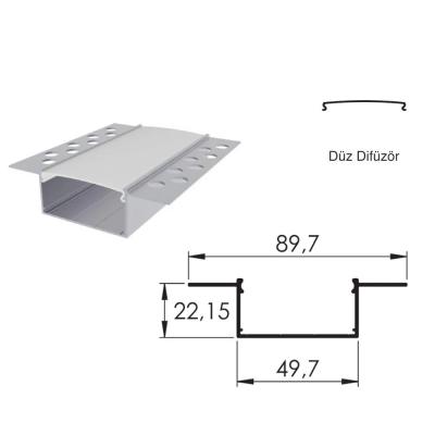 300 Cm Alüminyüm Sıva Altı Led Trimless Boş Kasa Profil