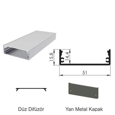 300 Cm Alüminyüm Sıva Üstü Led Linear Boş Kasa Profil