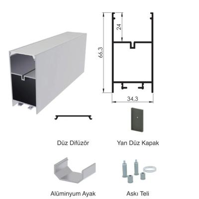300 Cm Alüminyüm Sıva Üstü Led Linear Boş Kasa Profil