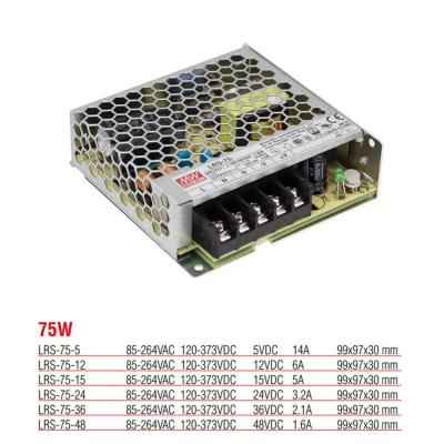 LRS-75-5 Hocheffizientes, gekapseltes Netzteil, 75 Watt, 5 V DC, 14 Ampere
