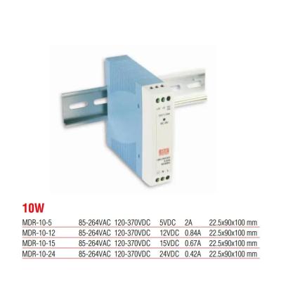 Meanwell MDR-10-24 10 Watt 24 V DC 0,42 Ampere Netzteil mit Kunststoffgehäuse und Schienenmontage