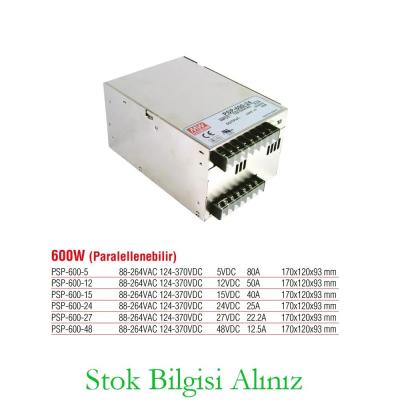 Meanwell PSP-600-24 Hocheffizientes 600-Watt-Netzteil mit Parallelschaltung, 24 V DC, 25 A Standardstromversorgung