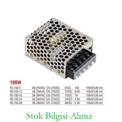 Meanwell RS-100-12 Hocheffizientes 100-Watt-12-V-Gleichstrom-8,5-A-Standardnetzteil