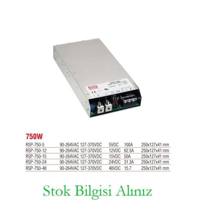 Meanwell RSP-750-24 Yüksek Verimli 750 Watt 24 Vdc 31.3 Amper Standart Güç Kaynağı
