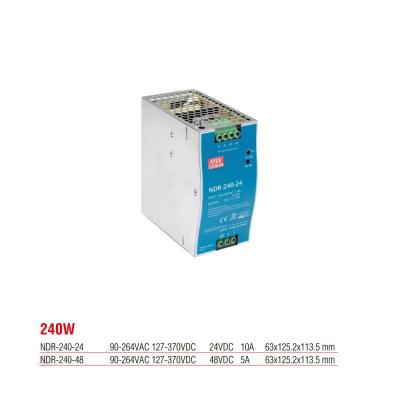 NDR-240-48 Meanwell 240 Watt 48 Vdc 5 Amper Ray Montaj Switching Güç Kaynağı